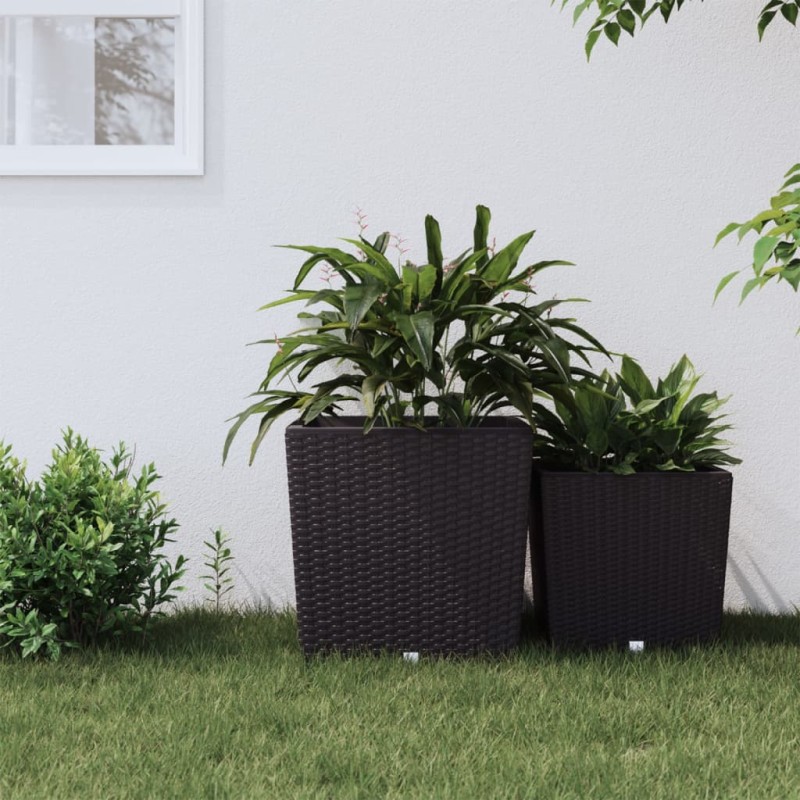 Pflanzkübel mit herausnehmbaren Einsatz Braun 37/64 L PP-Rattan Pflanzkübel mit herausnehmbaren Einsatz Braun 37/64 L PP-Rattan