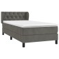 vidaXL Boxspringbett mit Matratze Dunkelgrau 80x200 cm Samt vidaXL Boxspringbett mit Matratze Dunkelgrau 80x200 cm Samt