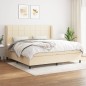 vidaXL Boxspringbett mit Matratze Creme 200x200 cm Stoff vidaXL Boxspringbett mit Matratze Creme 200x200 cm Stoff