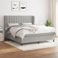 vidaXL Boxspringbett mit Matratze Hellgrau 160x200 cm Stoff vidaXL Boxspringbett mit Matratze Hellgrau 160x200 cm Stoff