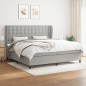 vidaXL Boxspringbett mit Matratze Hellgrau 200x200 cm Stoff vidaXL Boxspringbett mit Matratze Hellgrau 200x200 cm Stoff