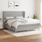 vidaXL Boxspringbett mit Matratze Hellgrau 160x200 cm Stoff vidaXL Boxspringbett mit Matratze Hellgrau 160x200 cm Stoff