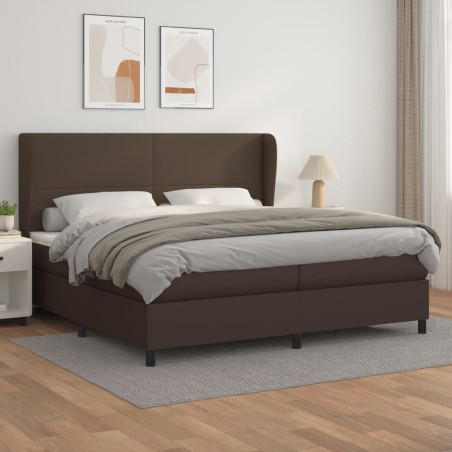 vidaXL Boxspringbett mit Matratze Braun 200x200 cm Kunstleder