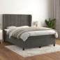 vidaXL Boxspringbett mit Matratze Dunkelgrau 140x190 cm Samt vidaXL Boxspringbett mit Matratze Dunkelgrau 140x190 cm Samt