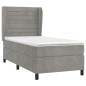 vidaXL Boxspringbett mit Matratze Hellgrau 100x200 cm Samt vidaXL Boxspringbett mit Matratze Hellgrau 100x200 cm Samt