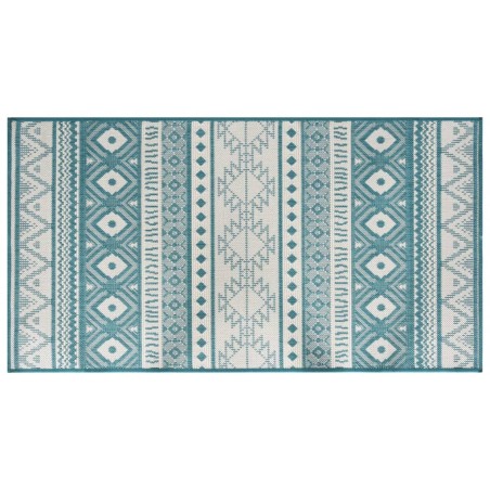 Outdoor-Teppich Aquablau und Weiß 100x200 cm Beidseitig Nutzbar