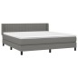vidaXL Boxspringbett mit Matratze Dunkelgrau 160x200 cm Stoff vidaXL Boxspringbett mit Matratze Dunkelgrau 160x200 cm Stoff
