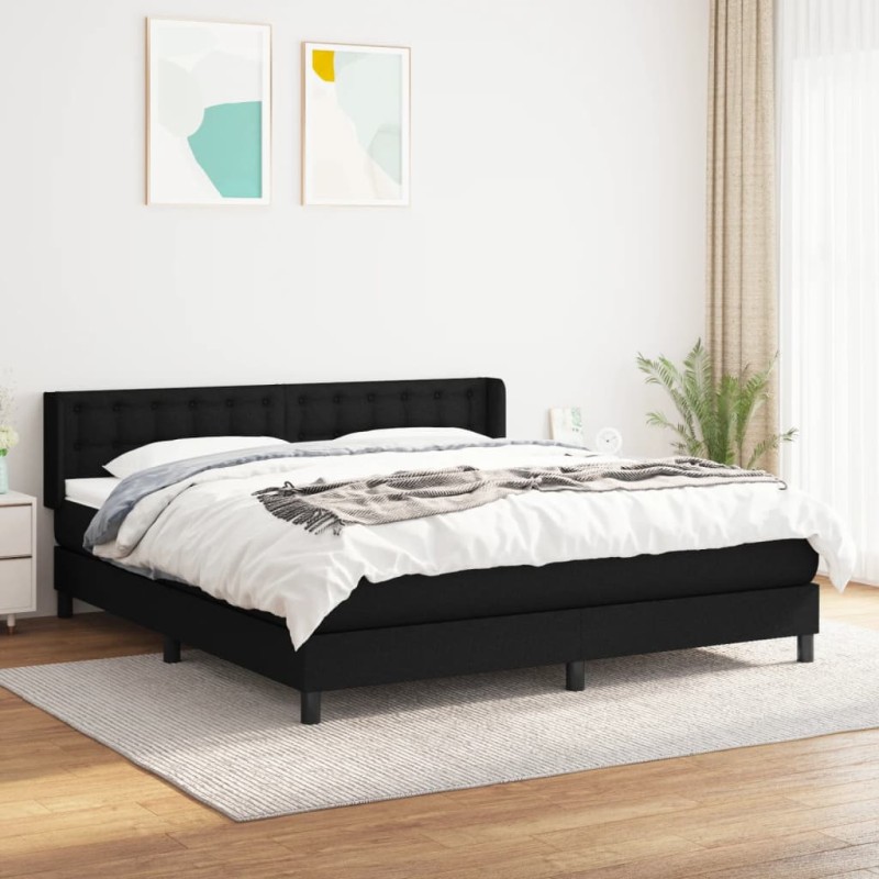 vidaXL Boxspringbett mit Matratze Schwarz 160x200 cm Stoff vidaXL Boxspringbett mit Matratze Schwarz 160x200 cm Stoff