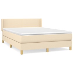 vidaXL Boxspringbett mit Matratze Creme 140x190 cm Stoff