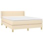 vidaXL Boxspringbett mit Matratze Creme 140x190 cm Stoff vidaXL Boxspringbett mit Matratze Creme 140x190 cm Stoff