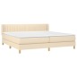 vidaXL Boxspringbett mit Matratze Creme 200x200 cm Stoff vidaXL Boxspringbett mit Matratze Creme 200x200 cm Stoff