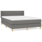 vidaXL Boxspringbett mit Matratze Dunkelgrau 140x190 cm Stoff vidaXL Boxspringbett mit Matratze Dunkelgrau 140x190 cm Stoff