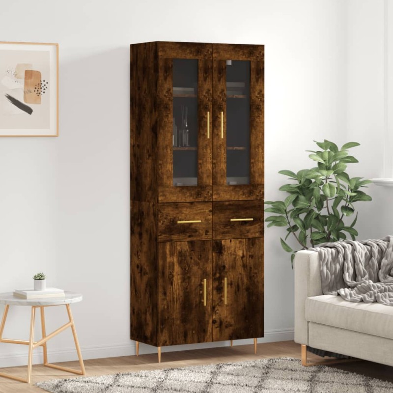 Highboard Räuchereiche 69,5x34x180 cm Holzwerkstoff Highboard Räuchereiche 69,5x34x180 cm Holzwerkstoff