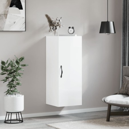 vidaXL Wandschrank Hochglanz-Weiß 34,5x34x90 cm Holzwerkstoff