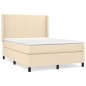 vidaXL Boxspringbett mit Matratze Creme 140x200 cm Stoff vidaXL Boxspringbett mit Matratze Creme 140x200 cm Stoff
