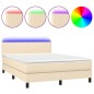 vidaXL Boxspringbett mit Matratze & LED Creme 140x200 cm Stoff vidaXL Boxspringbett mit Matratze & LED Creme 140x200 cm Stoff