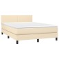 vidaXL Boxspringbett mit Matratze & LED Creme 140x200 cm Stoff vidaXL Boxspringbett mit Matratze & LED Creme 140x200 cm Stoff