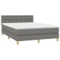 vidaXL Boxspringbett mit Matratze & LED Dunkelgrau 140x200 cm Stoff vidaXL Boxspringbett mit Matratze & LED Dunkelgrau 140x200 cm Stoff