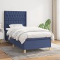 vidaXL Boxspringbett mit Matratze Blau 90x200 cm Stoff vidaXL Boxspringbett mit Matratze Blau 90x200 cm Stoff