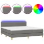 vidaXL Boxspringbett mit Matratze & LED Dunkelgrau 180x200 cm Stoff vidaXL Boxspringbett mit Matratze & LED Dunkelgrau 180x200 cm Stoff