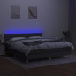vidaXL Boxspringbett mit Matratze & LED Dunkelgrau 180x200 cm Stoff vidaXL Boxspringbett mit Matratze & LED Dunkelgrau 180x200 cm Stoff