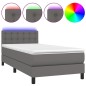vidaXL Boxspringbett mit Matratze & LED Grau 90x200 cm Kunstleder vidaXL Boxspringbett mit Matratze & LED Grau 90x200 cm Kunstleder