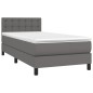 vidaXL Boxspringbett mit Matratze & LED Grau 90x200 cm Kunstleder vidaXL Boxspringbett mit Matratze & LED Grau 90x200 cm Kunstleder