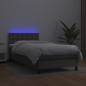 vidaXL Boxspringbett mit Matratze & LED Grau 90x200 cm Kunstleder vidaXL Boxspringbett mit Matratze & LED Grau 90x200 cm Kunstleder