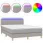 vidaXL Boxspringbett mit Matratze & LED Hellgrau 140x200 cm Stoff vidaXL Boxspringbett mit Matratze & LED Hellgrau 140x200 cm Stoff
