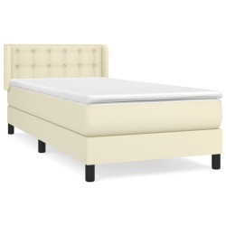 vidaXL Boxspringbett mit Matratze Creme 80x200 cm Kunstleder
