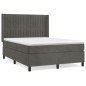 vidaXL Boxspringbett mit Matratze Dunkelgrau 140x190 cm Samt vidaXL Boxspringbett mit Matratze Dunkelgrau 140x190 cm Samt