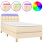 vidaXL Boxspringbett mit Matratze & LED Creme 90x200 cm Stoff vidaXL Boxspringbett mit Matratze & LED Creme 90x200 cm Stoff