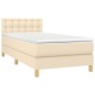 vidaXL Boxspringbett mit Matratze & LED Creme 90x200 cm Stoff vidaXL Boxspringbett mit Matratze & LED Creme 90x200 cm Stoff