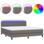 vidaXL Boxspringbett mit Matratze & LED Grau 180x200 cm Kunstleder vidaXL Boxspringbett mit Matratze & LED Grau 180x200 cm Kunstleder