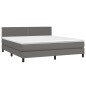 vidaXL Boxspringbett mit Matratze & LED Grau 180x200 cm Kunstleder vidaXL Boxspringbett mit Matratze & LED Grau 180x200 cm Kunstleder
