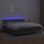 vidaXL Boxspringbett mit Matratze & LED Grau 180x200 cm Kunstleder vidaXL Boxspringbett mit Matratze & LED Grau 180x200 cm Kunstleder
