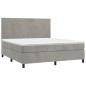 vidaXL Boxspringbett mit Matratze & LED Hellgrau 180x200 cm Samt vidaXL Boxspringbett mit Matratze & LED Hellgrau 180x200 cm Samt