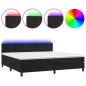 vidaXL Boxspringbett mit Matratze & LED Schwarz 200x200 cm Samt vidaXL Boxspringbett mit Matratze & LED Schwarz 200x200 cm Samt