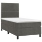 vidaXL Boxspringbett mit Matratze & LED Dunkelgrau 90x190 cm Samt vidaXL Boxspringbett mit Matratze & LED Dunkelgrau 90x190 cm Samt