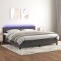 vidaXL Boxspringbett mit Matratze & LED Dunkelgrau 200x200 cm Samt vidaXL Boxspringbett mit Matratze & LED Dunkelgrau 200x200 cm Samt