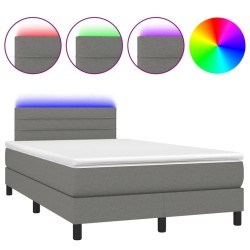 vidaXL Boxspringbett mit Matratze & LED Dunkelgrau 120x200 cm Stoff