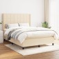 vidaXL Boxspringbett mit Matratze Creme 140x190 cm Stoff vidaXL Boxspringbett mit Matratze Creme 140x190 cm Stoff