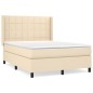 vidaXL Boxspringbett mit Matratze Creme 140x190 cm Stoff vidaXL Boxspringbett mit Matratze Creme 140x190 cm Stoff