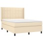vidaXL Boxspringbett mit Matratze Creme 140x190 cm Stoff vidaXL Boxspringbett mit Matratze Creme 140x190 cm Stoff
