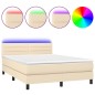 vidaXL Boxspringbett mit Matratze & LED Creme 140x190 cm Stoff vidaXL Boxspringbett mit Matratze & LED Creme 140x190 cm Stoff
