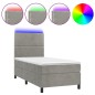 vidaXL Boxspringbett mit Matratze & LED Hellgrau 90x200 cm Samt vidaXL Boxspringbett mit Matratze & LED Hellgrau 90x200 cm Samt