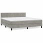 vidaXL Boxspringbett mit Matratze Hellgrau 160x200 cm Samt vidaXL Boxspringbett mit Matratze Hellgrau 160x200 cm Samt