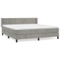 vidaXL Boxspringbett mit Matratze Hellgrau 160x200 cm Samt vidaXL Boxspringbett mit Matratze Hellgrau 160x200 cm Samt