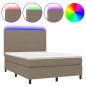 vidaXL Boxspringbett mit Matratze & LED Taupe 140x200 cm Stoff vidaXL Boxspringbett mit Matratze & LED Taupe 140x200 cm Stoff