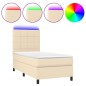 vidaXL Boxspringbett mit Matratze & LED Creme 90x200 cm Stoff vidaXL Boxspringbett mit Matratze & LED Creme 90x200 cm Stoff